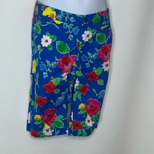 Lands end girls blue floral Bermuda shorts sz 8